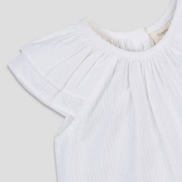 Tiny Twig White Ruffle Top
