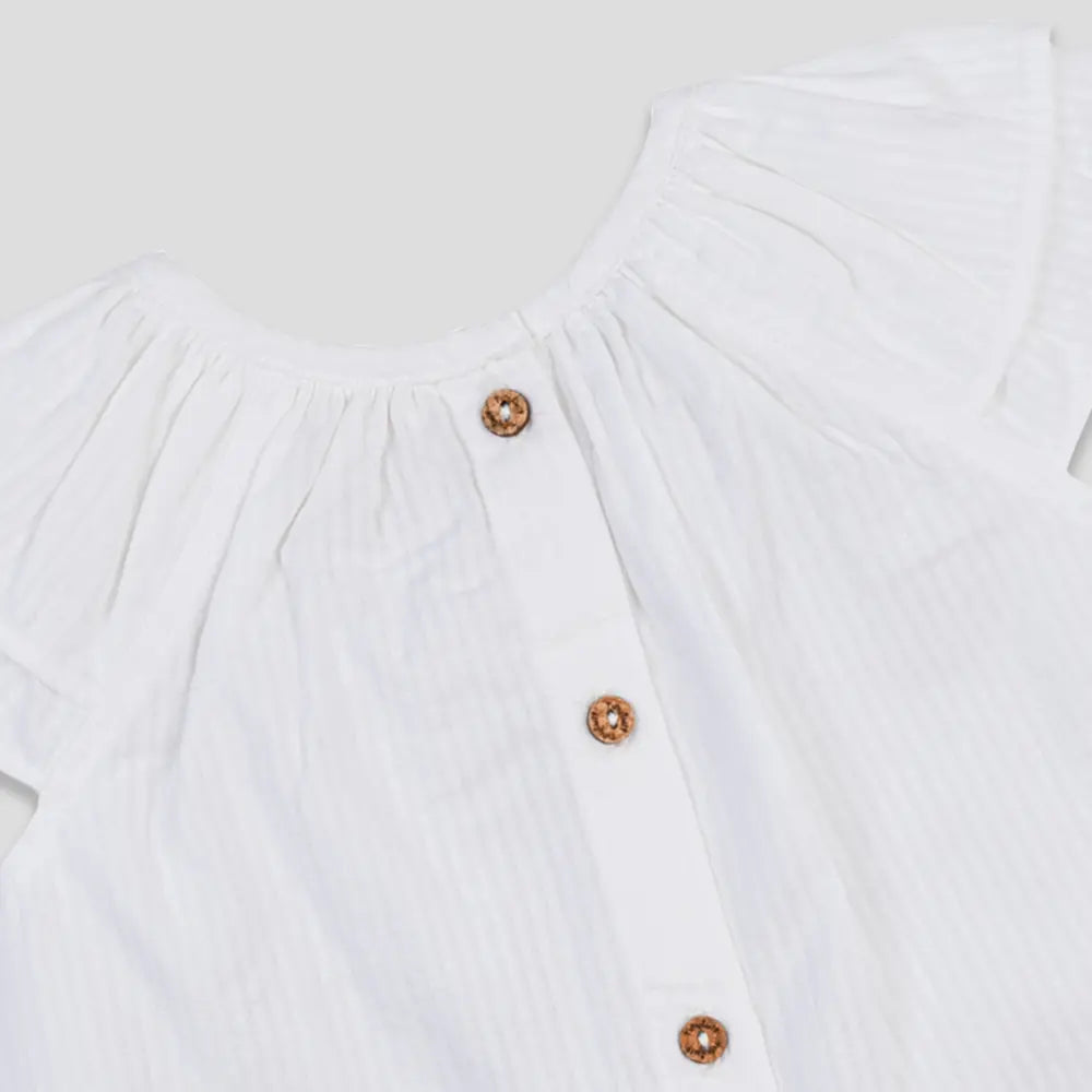 Tiny Twig White Ruffle Top