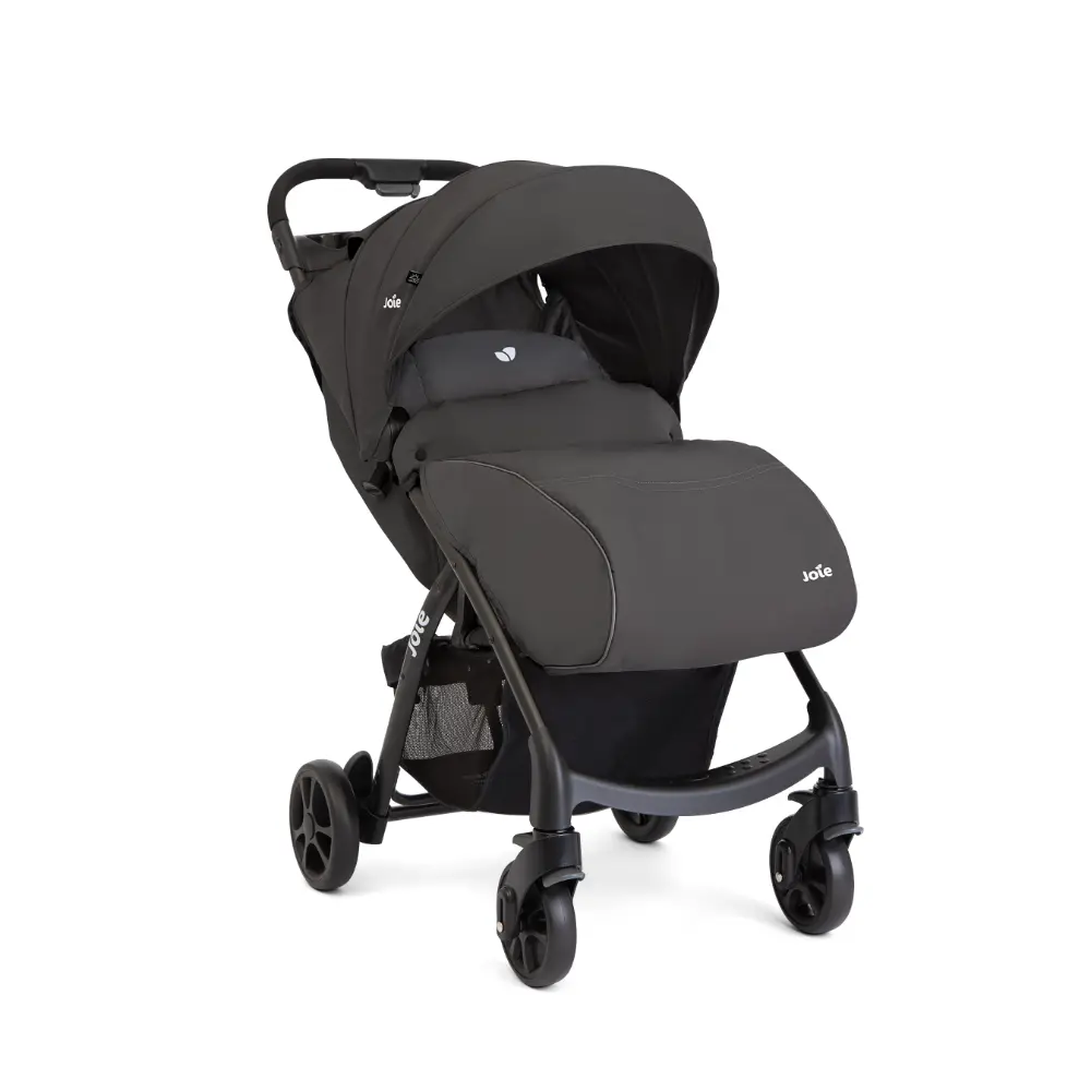 Joie Muze Full Featured Baby Stroller - Compact Fold Baby Pram with 5-Point Harness, Travel System Compatible, Lie-Flat Recline and Suitable for Birth to 22kg or 4 Years -  Cobblestone