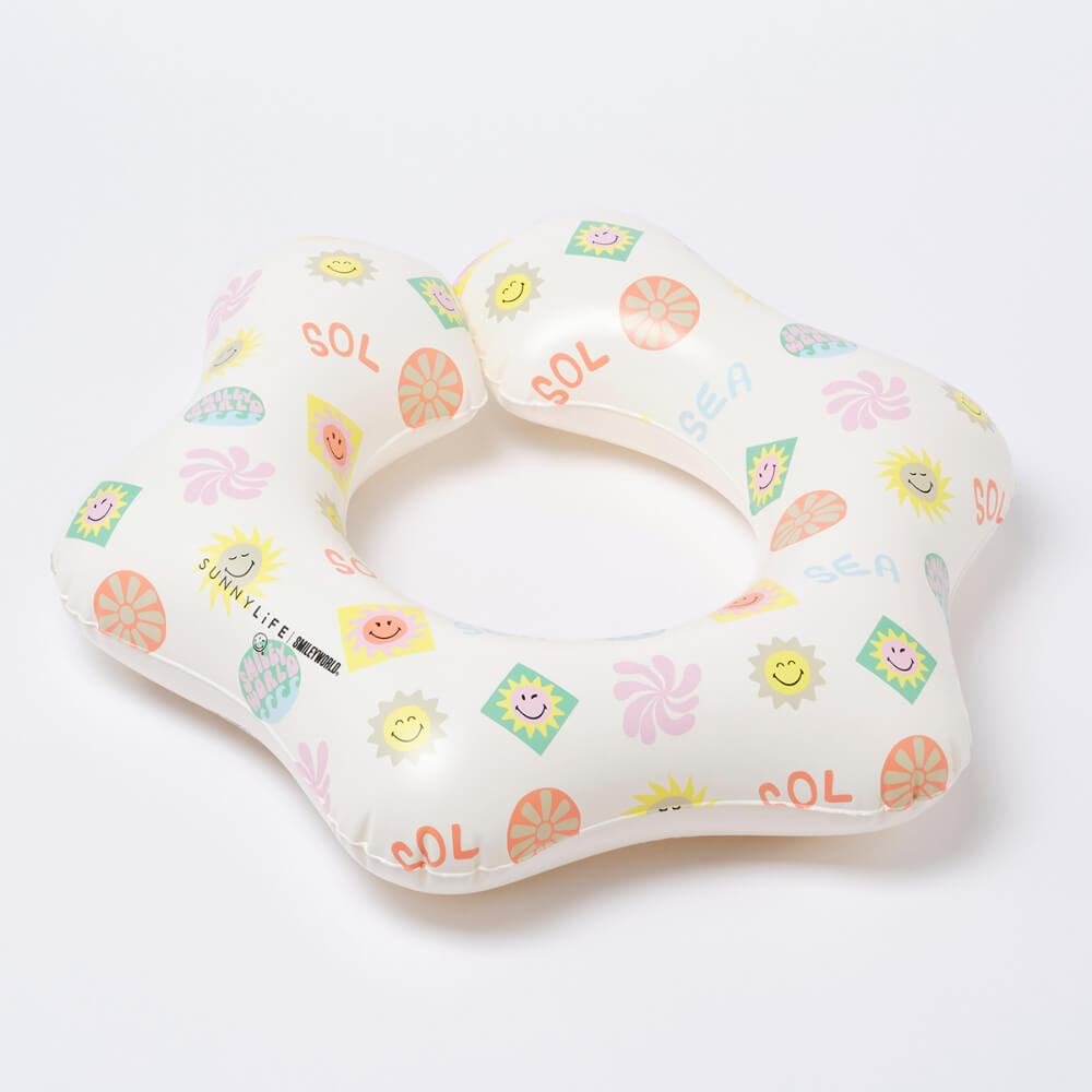 SUNNYLiFE Inflatable Kiddy Float Ring - Smiley World Sol Sea