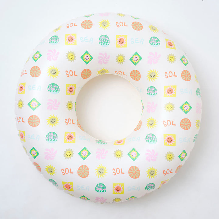 SUNNYLiFE Inflatable Pool Ring &amp; Ball Set - Smiley World Sol Sea
