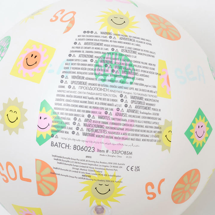 SUNNYLiFE Inflatable Pool Ring &amp; Ball Set - Smiley World Sol Sea