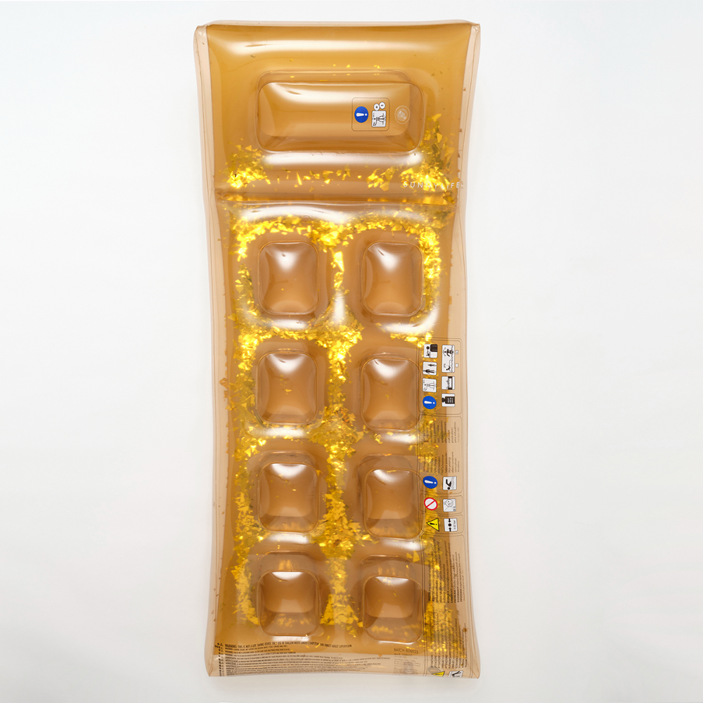 SUNNYLiFE Gold Color Inflatable Retro Lie-On Float Disco