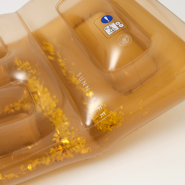 SUNNYLiFE Gold Color Inflatable Retro Lie-On Float Disco