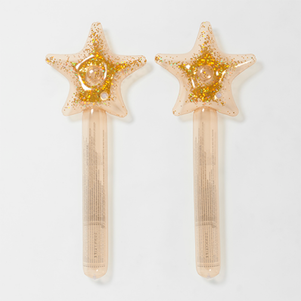 SUNNYLiFE Kids Inflatable Star Wand Princess Swan Gold Set of 2
