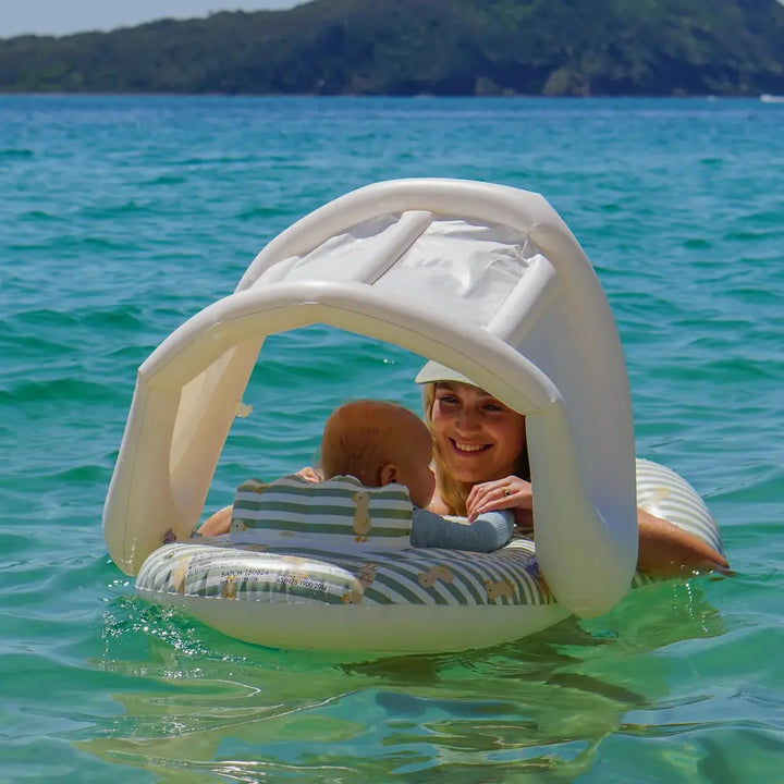 SUNNYLiFE Float Together Baby Seat Duck Sage Stripe