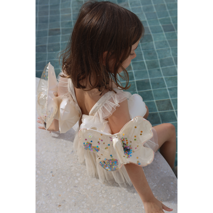 SUNNYLiFE Kids Inflatable Arm Bands Cotton Candy Glitter