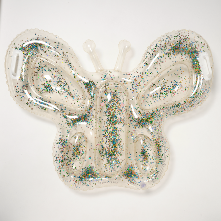 SUNNYLiFE Kids Butterfly Lie-On Float Cotton Candy Glitter
