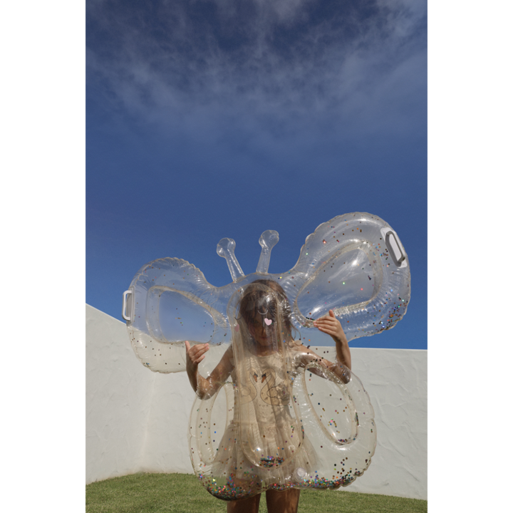 SUNNYLiFE Kids Butterfly Lie-On Float Cotton Candy Glitter
