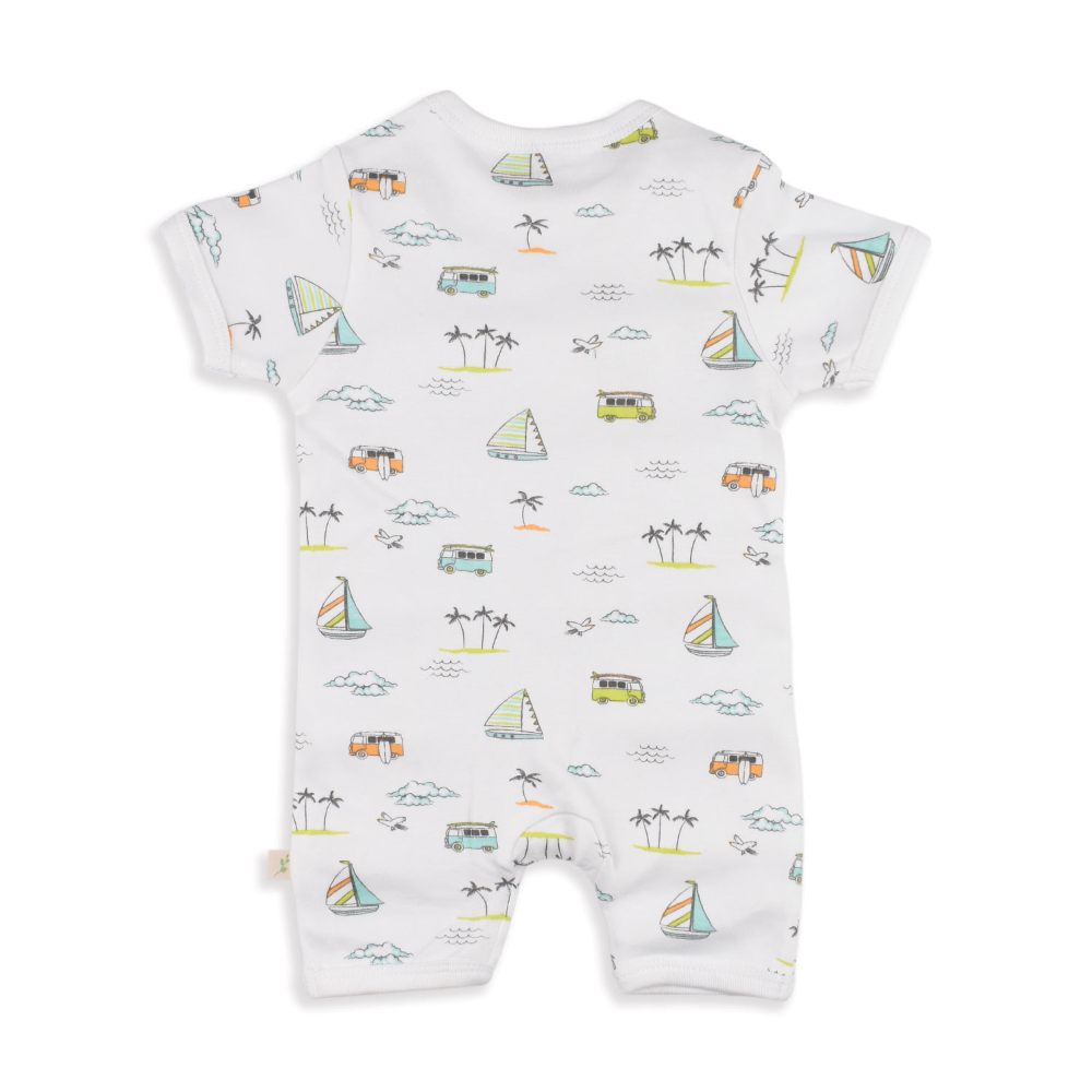 Tiny Twig Short Sleeve Zipsuit - Sail Boats