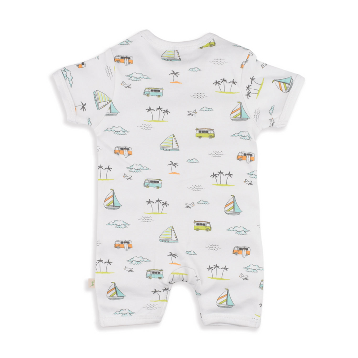 Tiny Twig Short Sleeve Zipsuit - Sail Boats