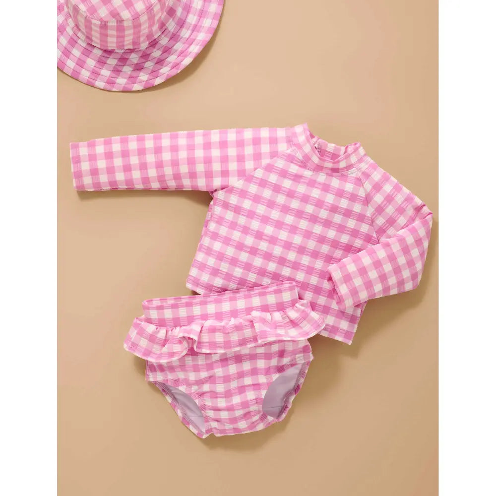 Purebaby Unisex Fig Long Sleeve Rashie Set - Gingham