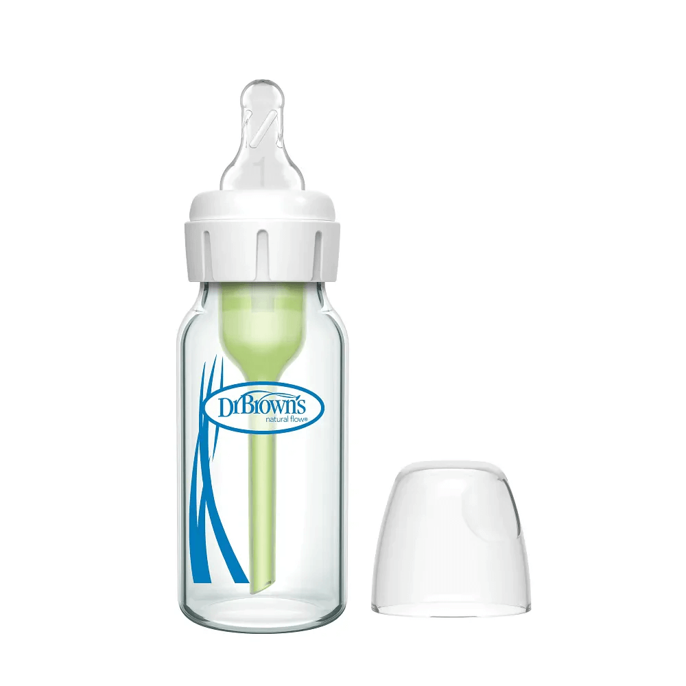 Dr. Brown’s Options+ Anti-Colic Narrow Glass Baby Bottle, 120 ml (4 oz)- Pack of 1