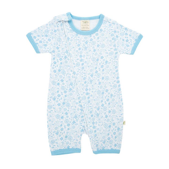 Tiny Twig Short Sleeve Zipsuit - Sunny Blooms