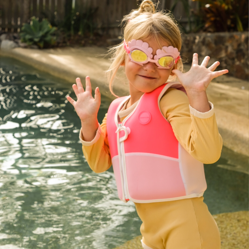 SUNNYLiFE Melody the Mermaid Mini Swim Goggles Neon Strawberry