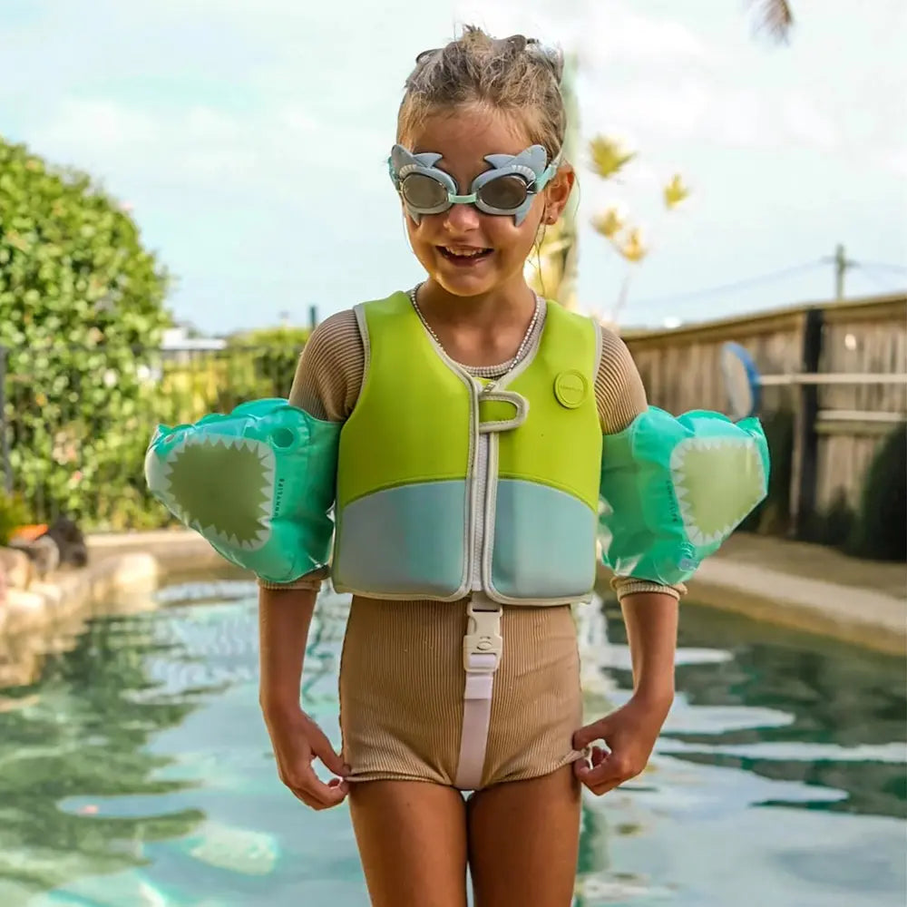 SUNNYLiFE Salty the Shark Swim Vest Neon Yellow