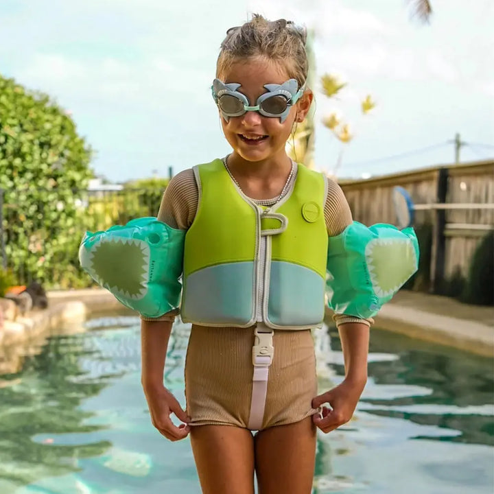 SUNNYLiFE Salty the Shark Swim Vest Neon Yellow