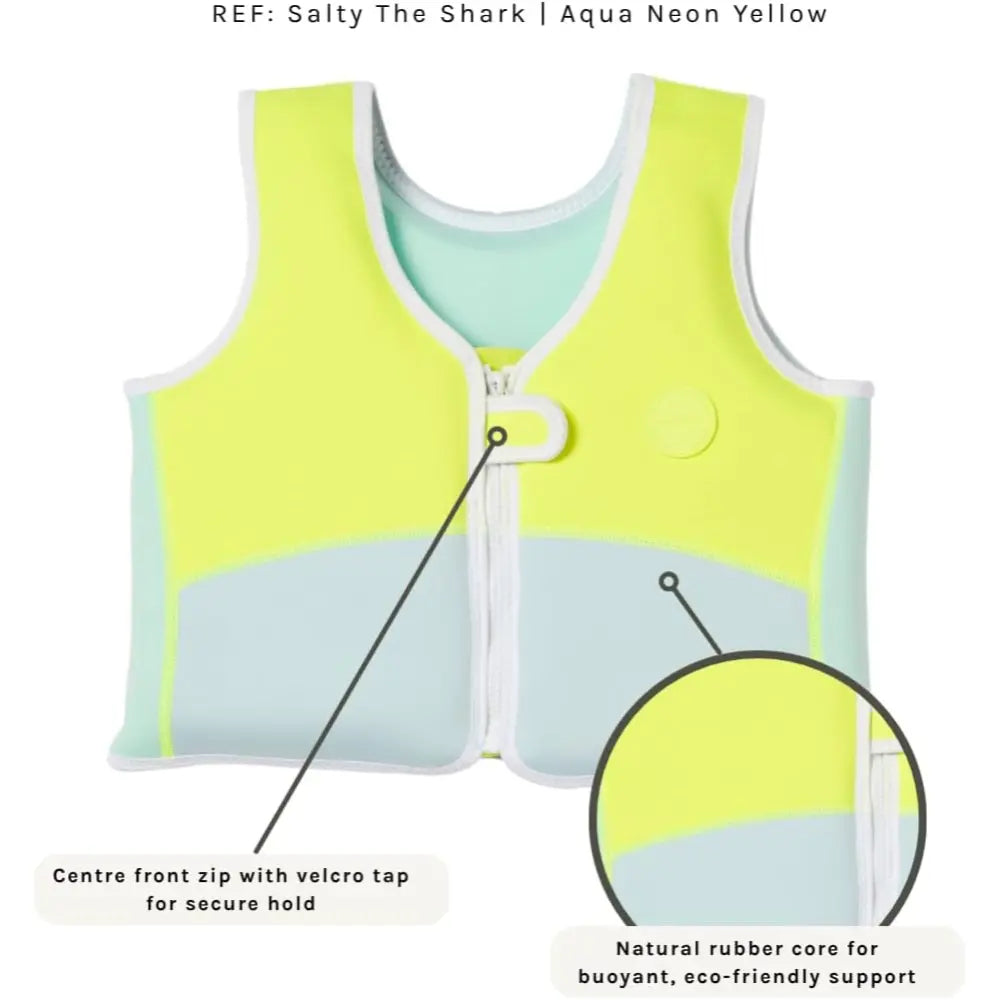 SUNNYLiFE Salty the Shark Swim Vest Neon Yellow