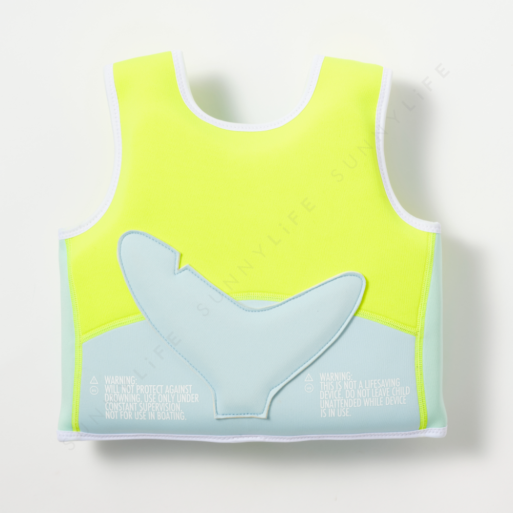 SUNNYLiFE Salty the Shark Swim Vest 1-2 Aqua Neon Yellow