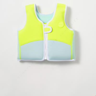 SUNNYLiFE Salty the Shark Swim Vest 1-2 Aqua Neon Yellow