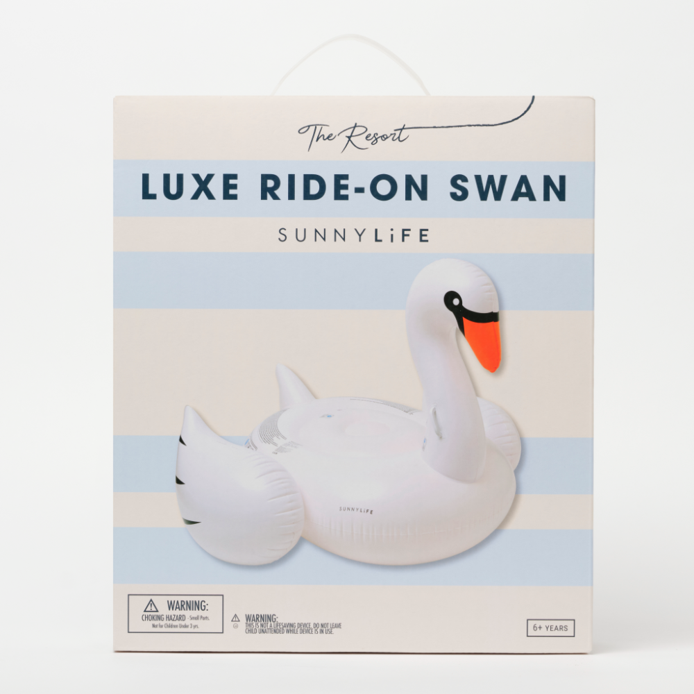 SUNNYLiFE The Resort Original Luxe Ride-On Float Swan