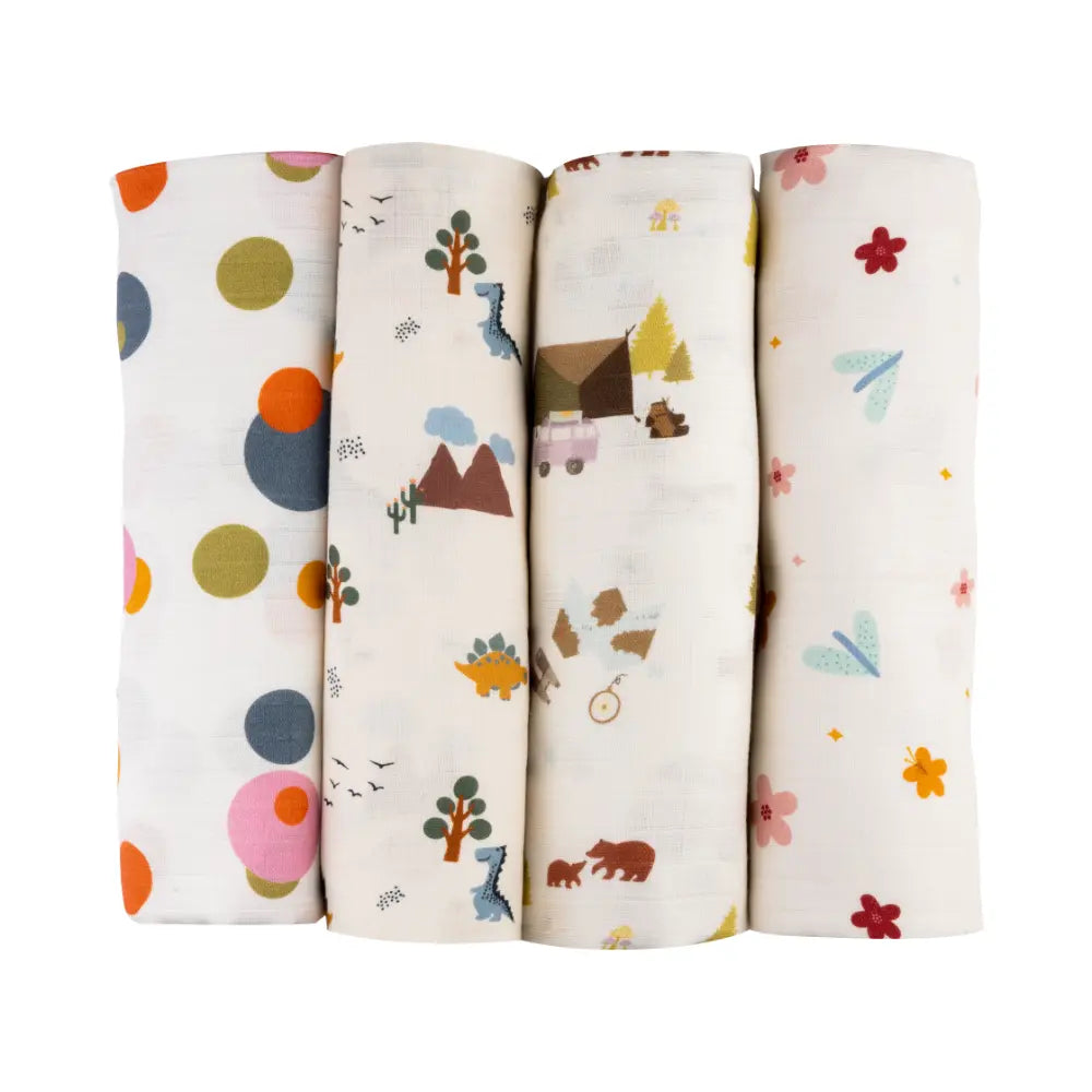 Dulaar Organic Muslin Swaddle for Newborns-Set Of 4 (0 - 12months)