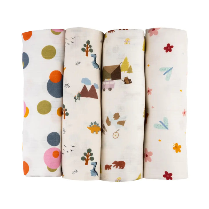 Dulaar Organic Muslin Swaddle for Newborns-Set Of 4 (0 - 12months)