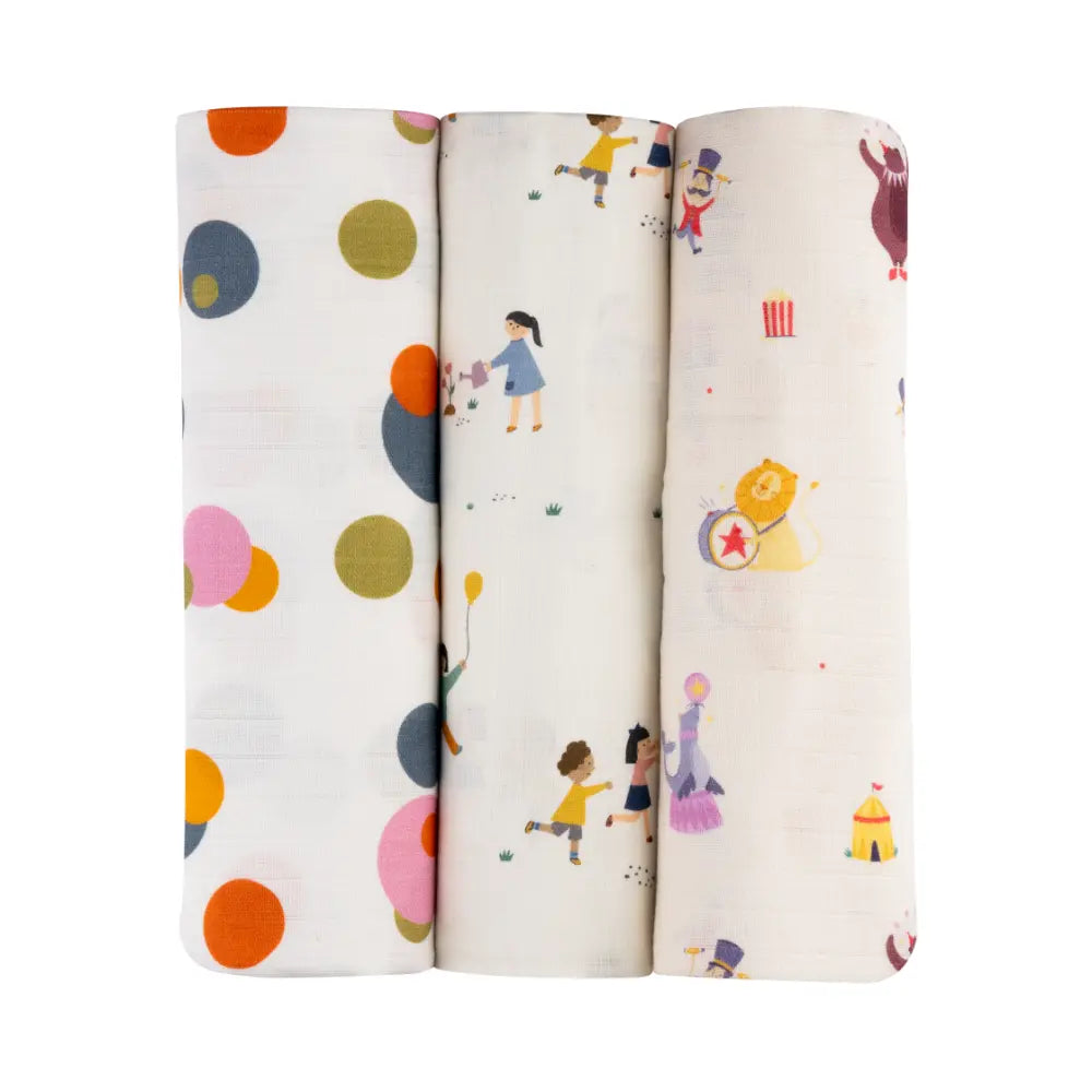 Dulaar Organic Muslin Swaddle for Newborns – Set of 3 | Playful &amp; Adventure Prints (0- 12months)