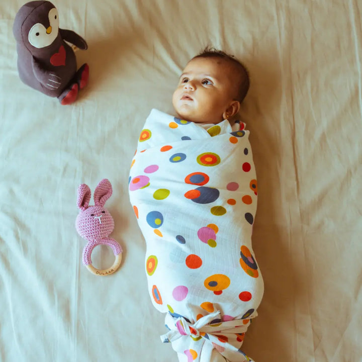 Dulaar Organic Muslin Swaddle for Newborns-Set Of 4 (0 - 12months)