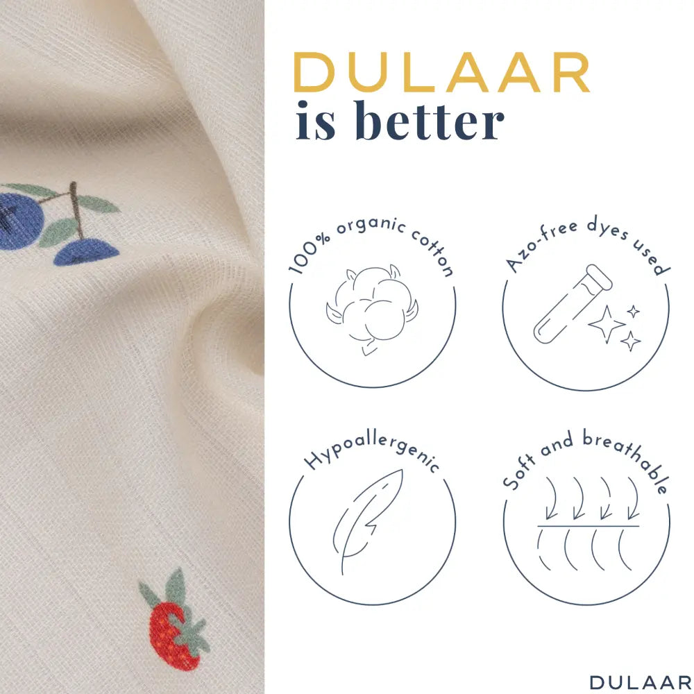 Dulaar Organic Muslin Swaddle for Newborns - Nature &amp; Calm Inspired Prints (0- 12months)