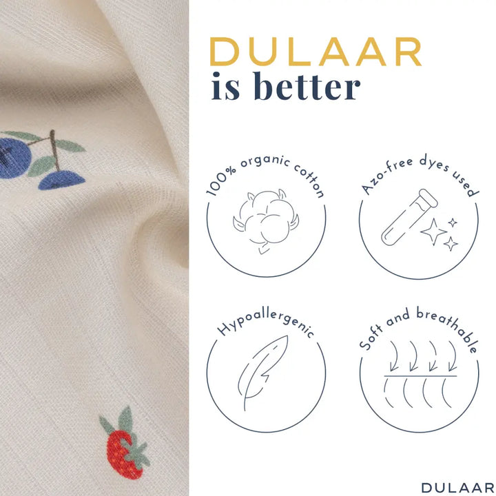 Dulaar Organic Muslin Swaddle for Newborns - Nature &amp; Calm Inspired Prints (0- 12months)