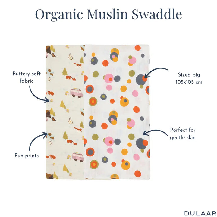Dulaar Organic Muslin Swaddle (Set of 2)