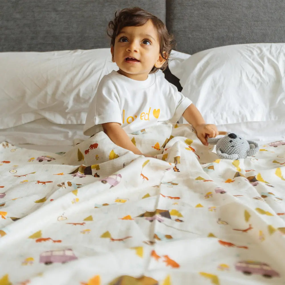 Dulaar Organic Muslin Swaddle for Newborns – Set of 3 | Playful &amp; Adventure Prints (0- 12months)