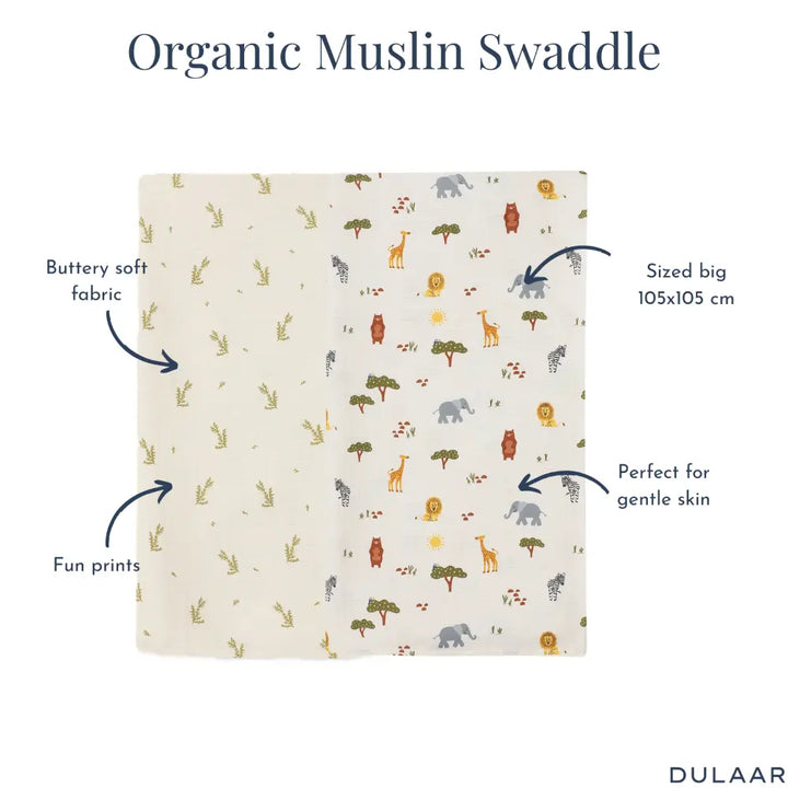 Dulaar Organic Muslin Swaddle (Set of 2)