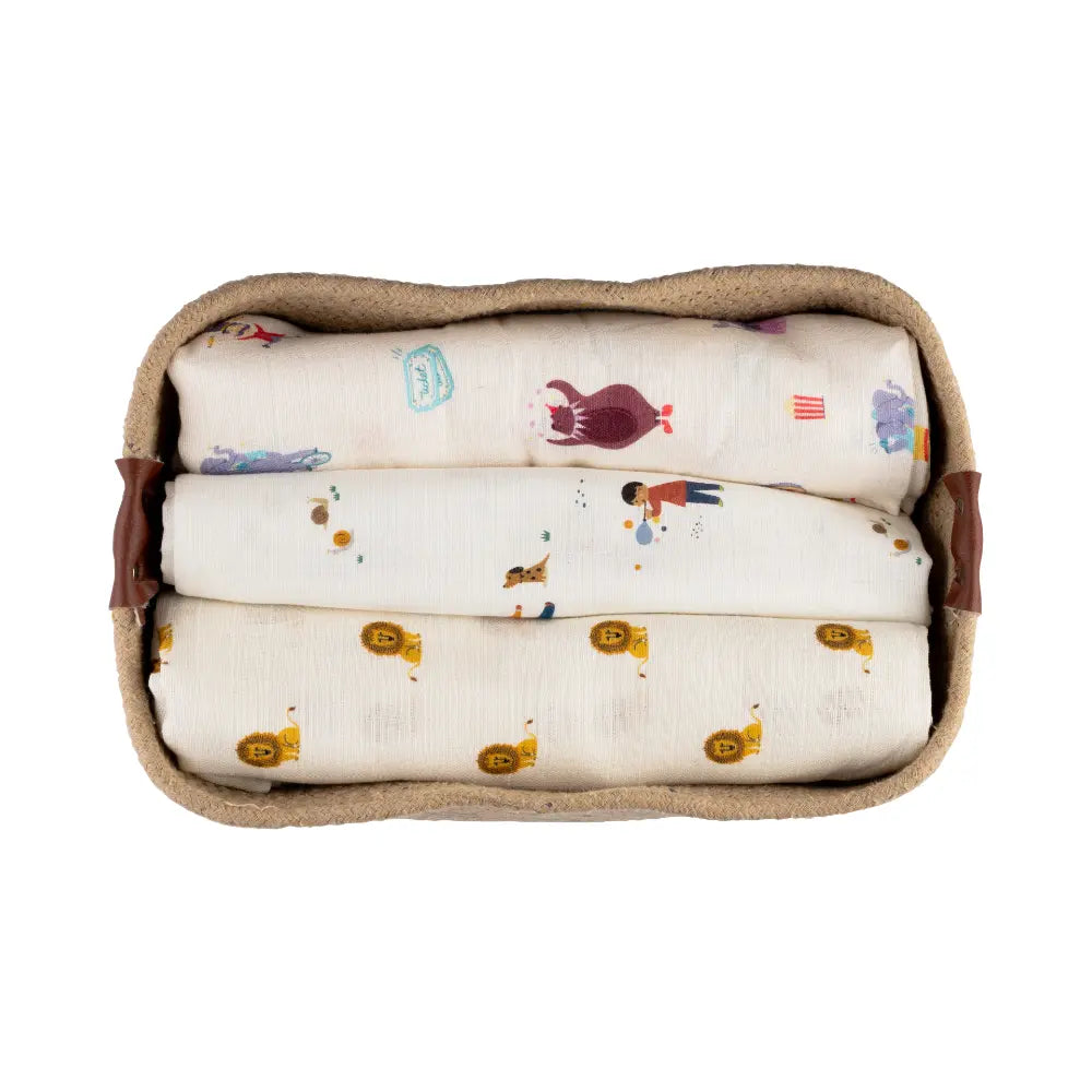 Dulaar Organic Muslin Swaddle for Newborns – Set of 3 | Playful &amp; Adventure Prints (0- 12months)