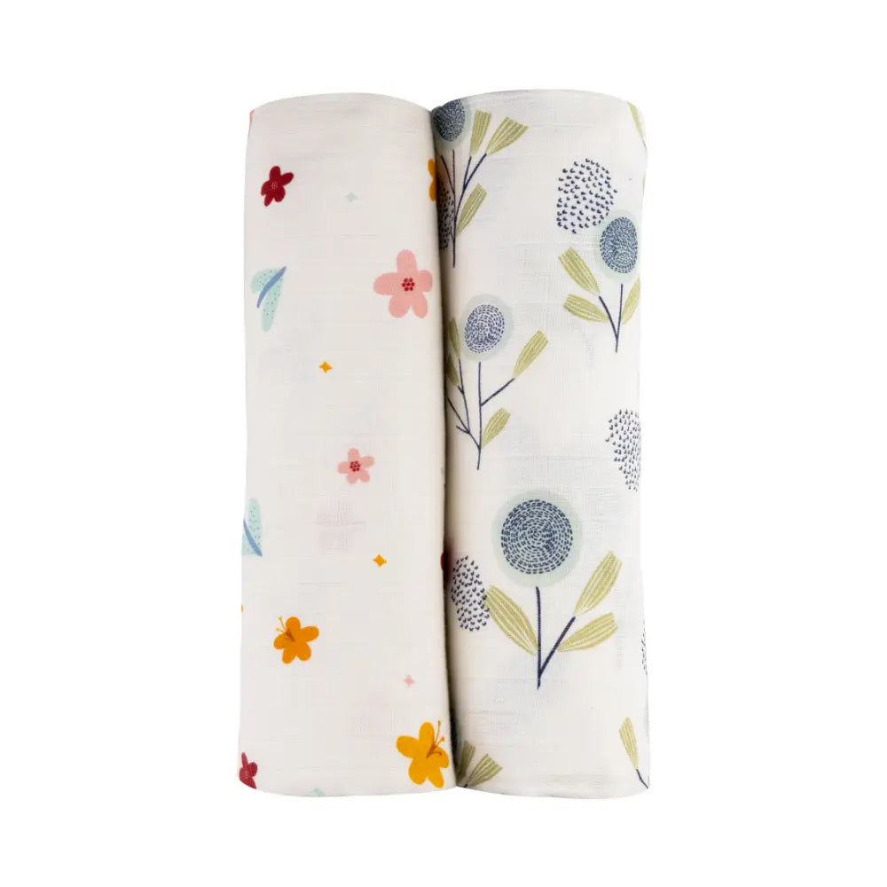 Dulaar Organic Muslin Swaddle for Newborns – Set of 2 | Nature &amp; Whimsical Prints (0- 12months)