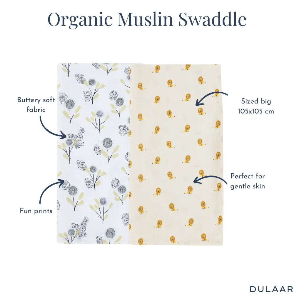 Dulaar Organic Muslin Swaddle (Set of 2)