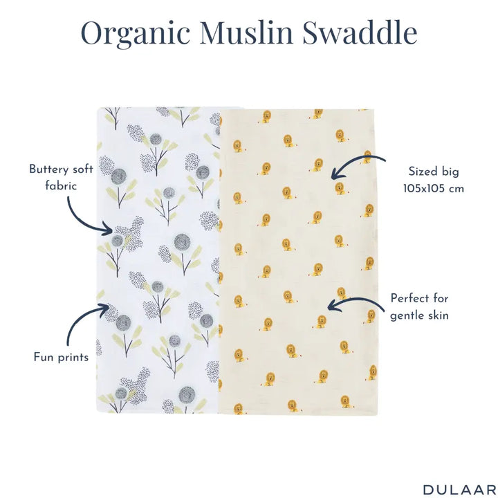 Dulaar Organic Muslin Swaddle (Set of 2)