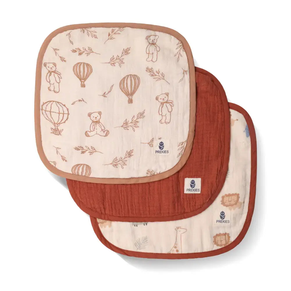 Prekies Washcloths Safari Trail Print - Multi (Set of 3)