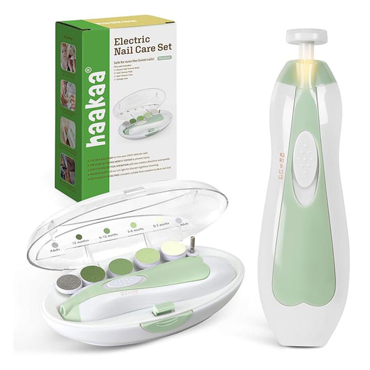 Haakaa Electric Nail Care Set – Safe, Quiet &amp; Painless Baby Nail Trimming – Meadow