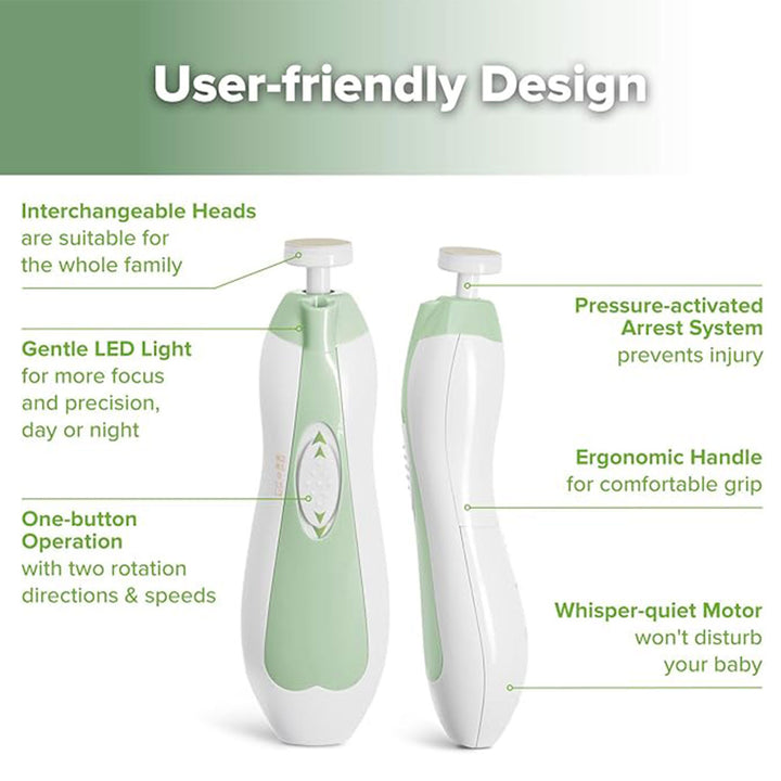 Haakaa Electric Nail Care Set – Safe, Quiet &amp; Painless Baby Nail Trimming – Meadow
