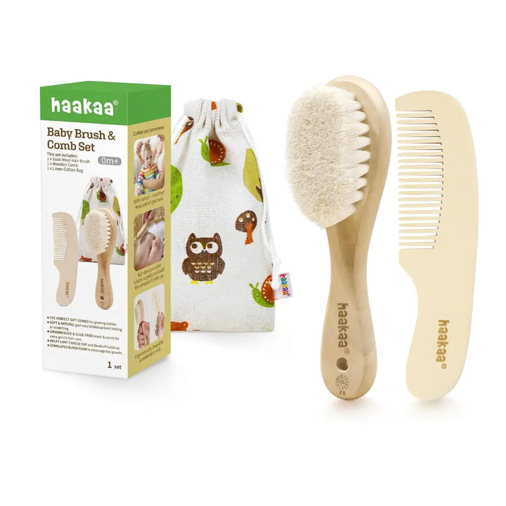 Haakaa Baby Brush &amp; Comb Set – Soft Bristles for Newborn Hair Care