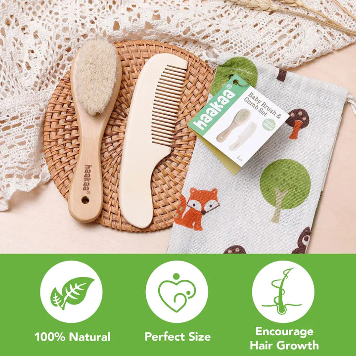 Haakaa Baby Brush &amp; Comb Set – Soft Bristles for Newborn Hair Care