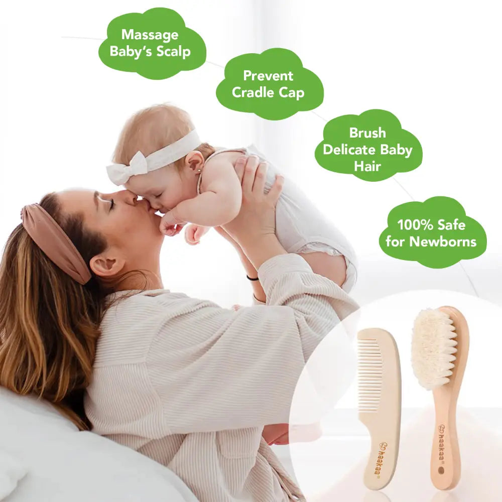 Haakaa Baby Brush &amp; Comb Set – Soft Bristles for Newborn Hair Care