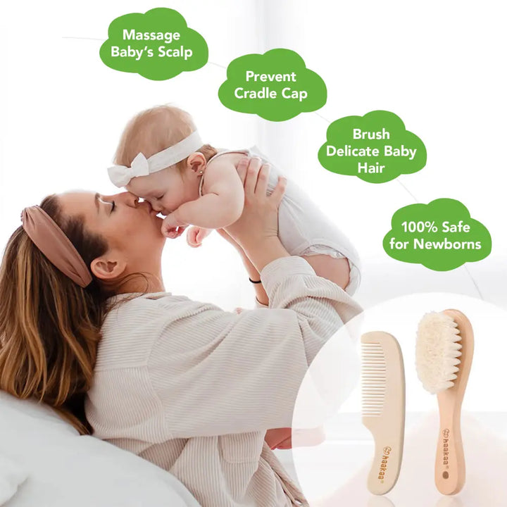 Haakaa Baby Brush &amp; Comb Set – Soft Bristles for Newborn Hair Care