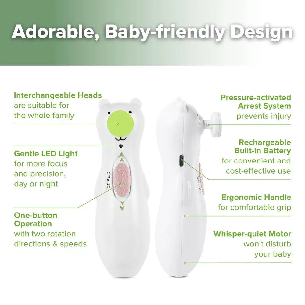 Haakaa Happii Bear Nail Care Set – Safe &amp; Gentle Baby Grooming – Polar White