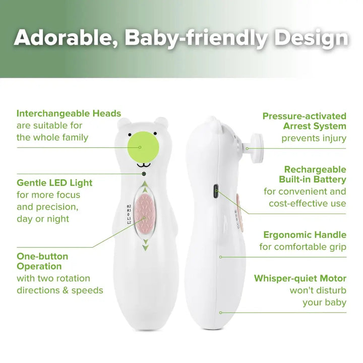 Haakaa Happii Bear Nail Care Set – Safe &amp; Gentle Baby Grooming – Polar White
