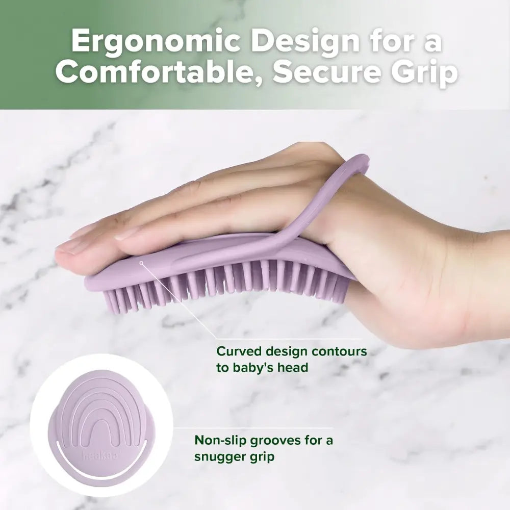 Haakaa Rainbow Silicone Shampoo Brush – Gentle Scalp Massage &amp; Cradle Cap Care – Lavender