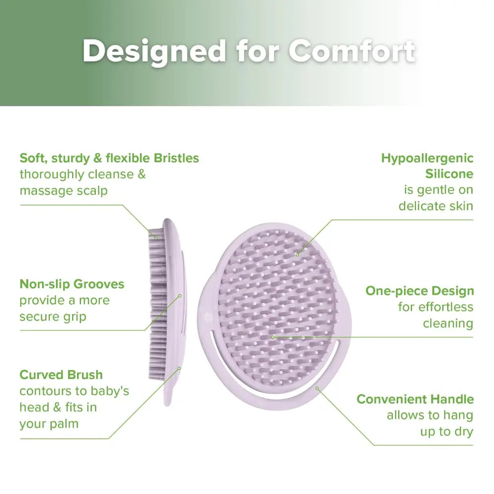 Haakaa Rainbow Silicone Shampoo Brush – Gentle Scalp Massage &amp; Cradle Cap Care – Lavender