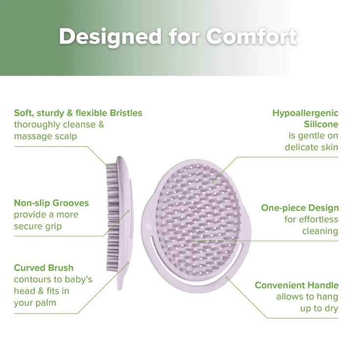 Haakaa Rainbow Silicone Shampoo Brush – Gentle Scalp Massage &amp; Cradle Cap Care – Lavender